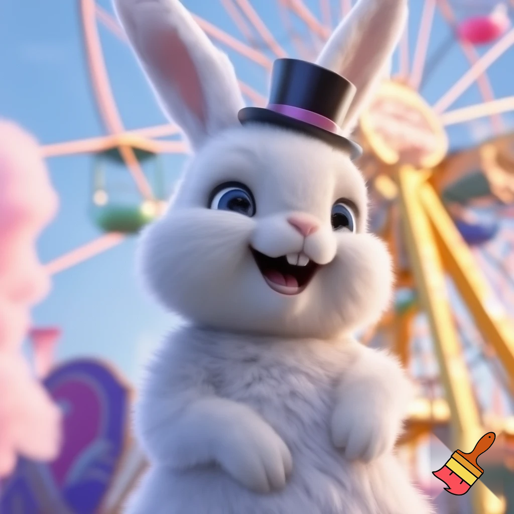 Easter bunny mascot Luna Park top hat Sydney Sydney Luna Park