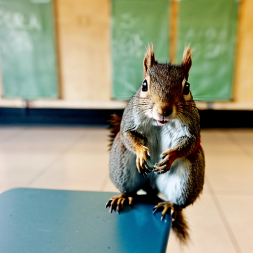 a squirrel say here in a school
