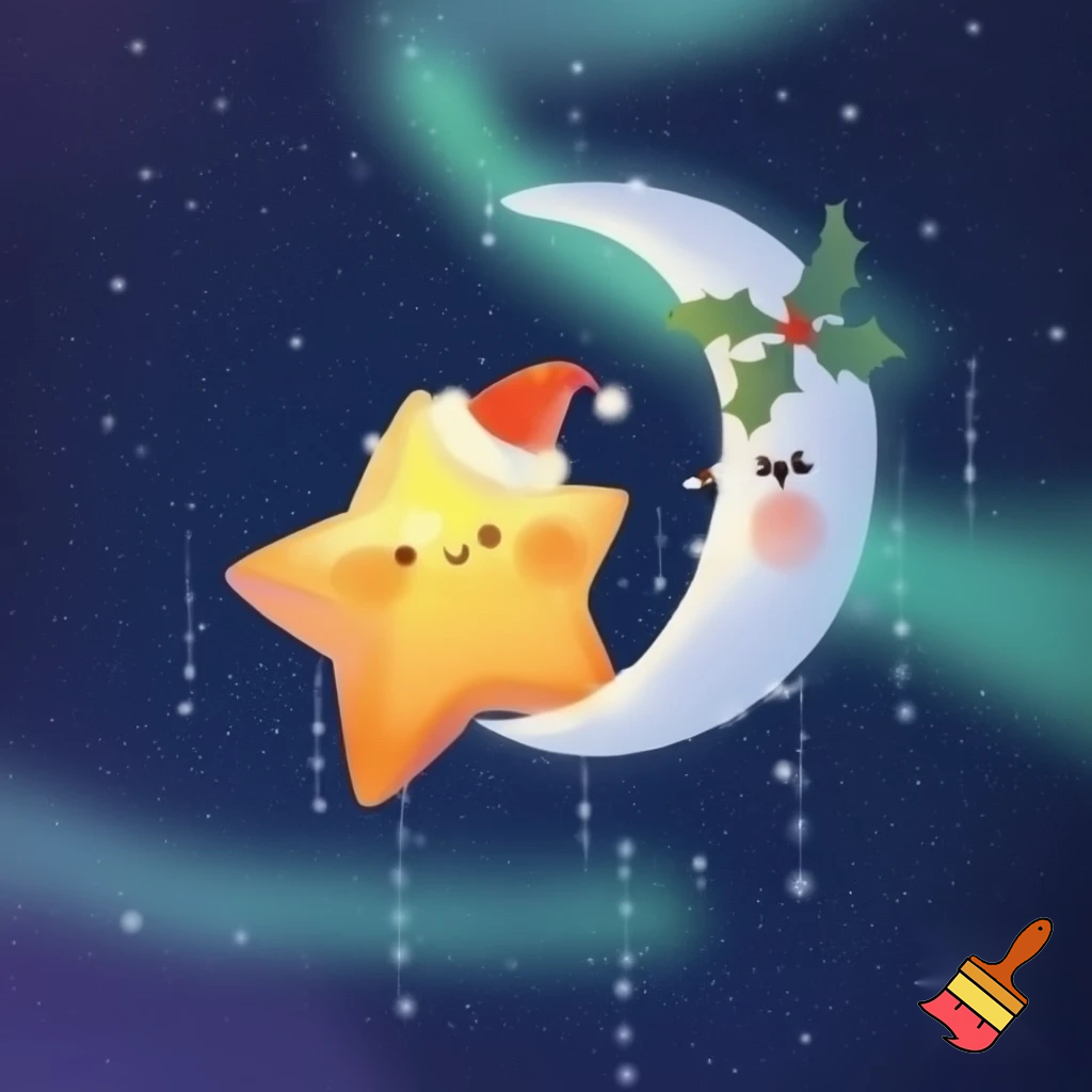Star and the moon christmas cartoon