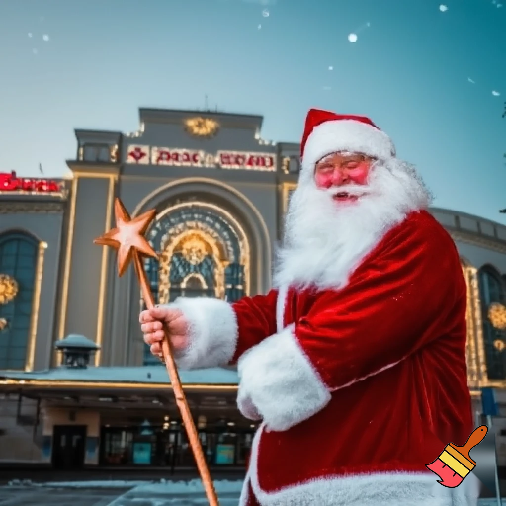  Santa Claus, Russia walking stick with a star shopping centre