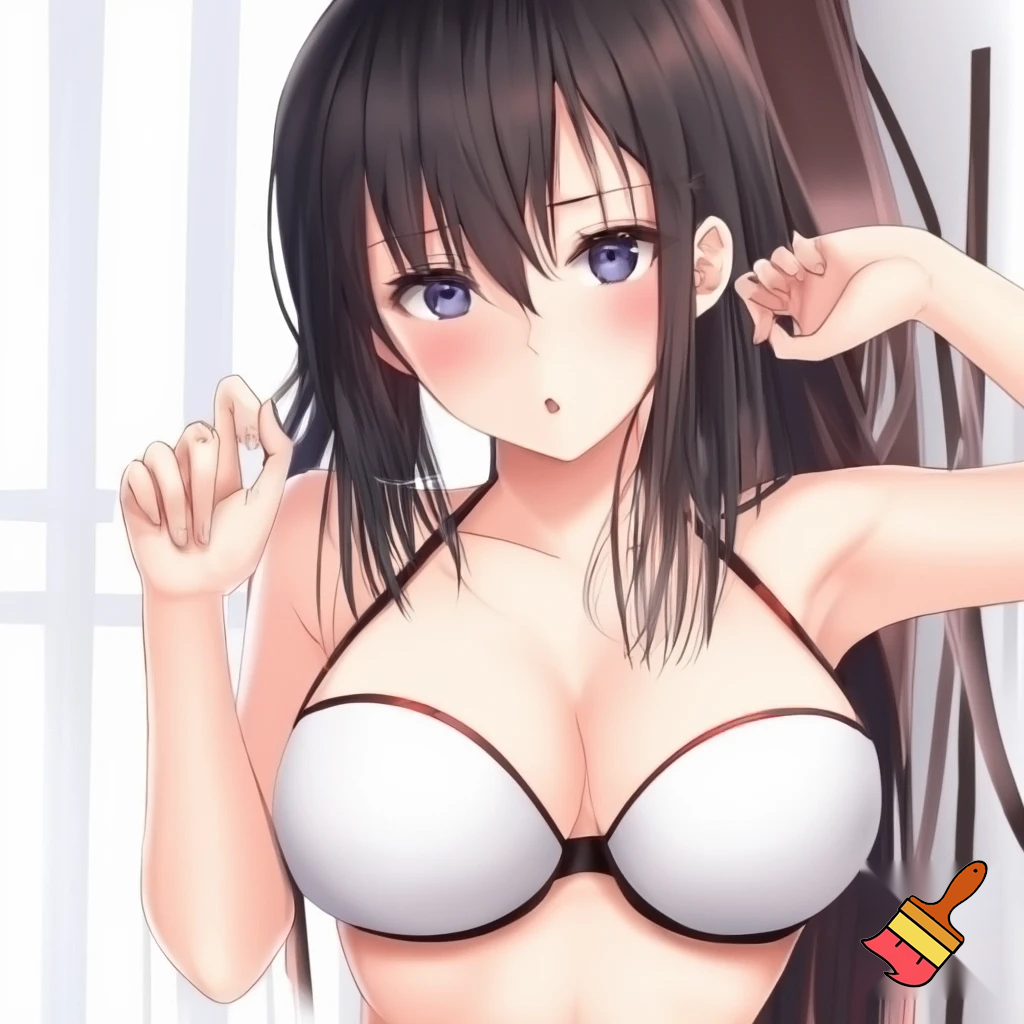 Anime girl in bra