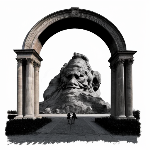 Colorize an arch with multiple abstract figures in Tanguy  style