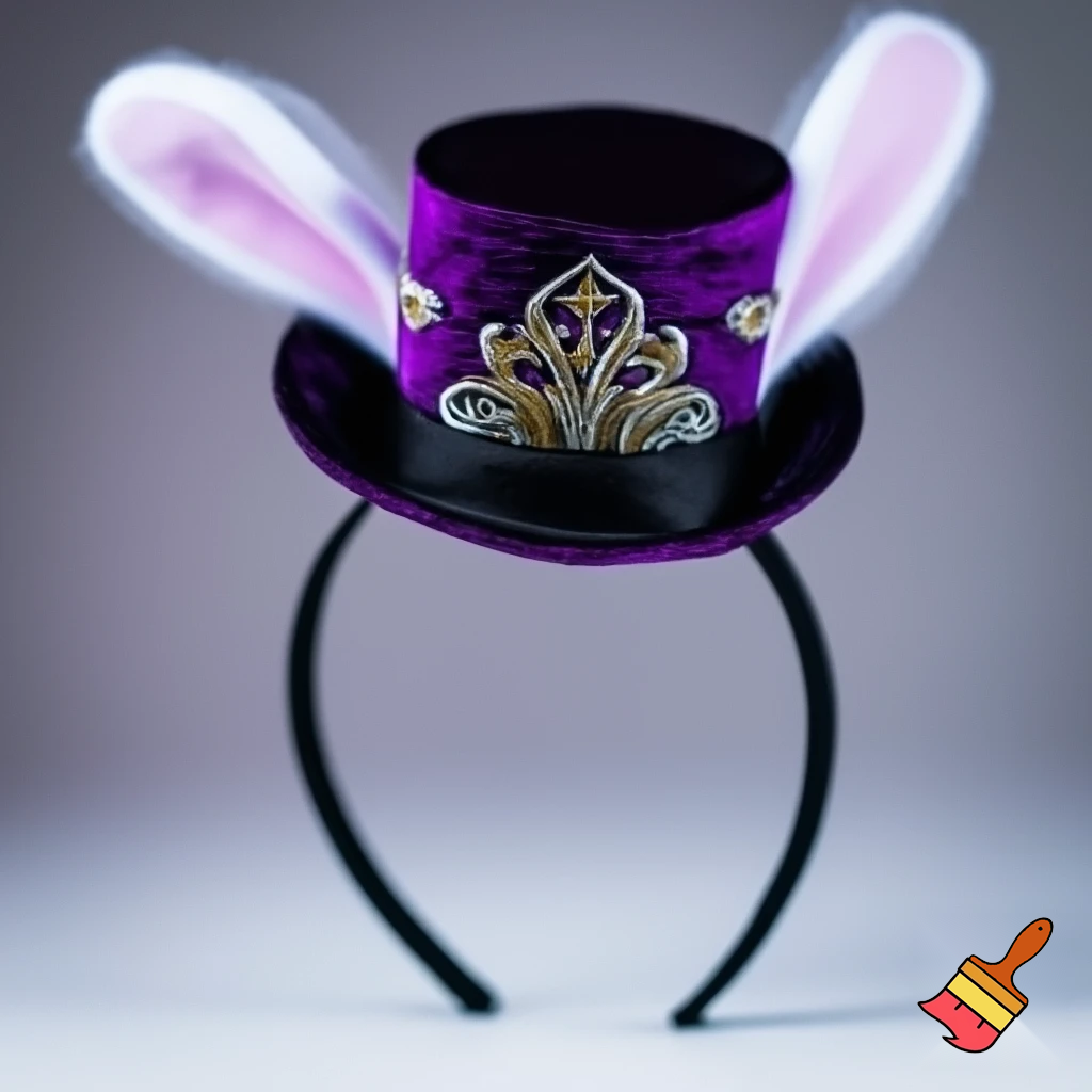 Easter bunny top hat headband, purple and white gold and silver top hat black purple dark purple