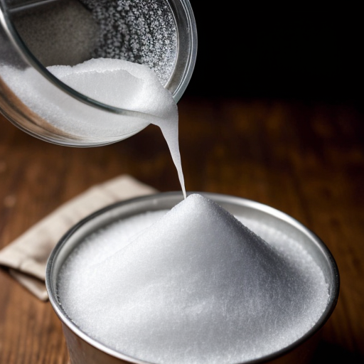 sugar getting poured through a sieve
