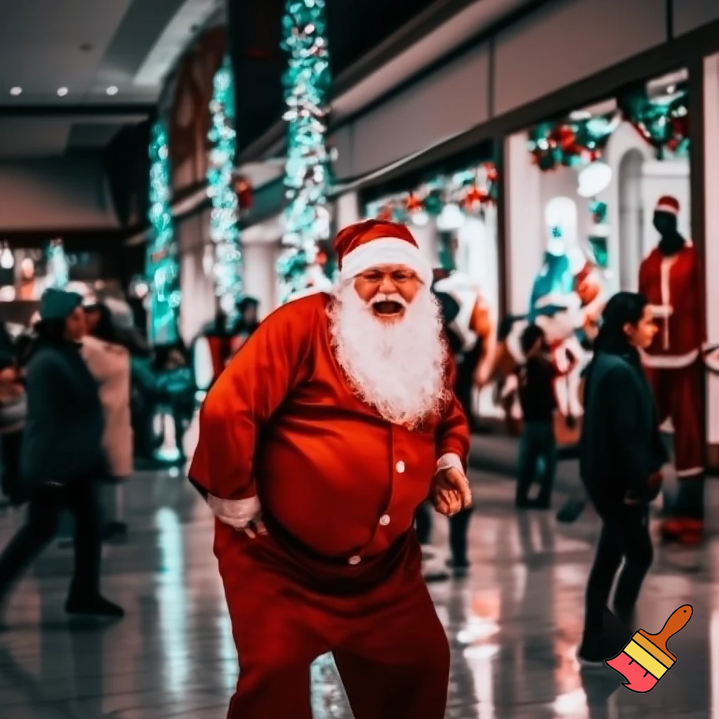 Santa Claus dancing shopping Centre
