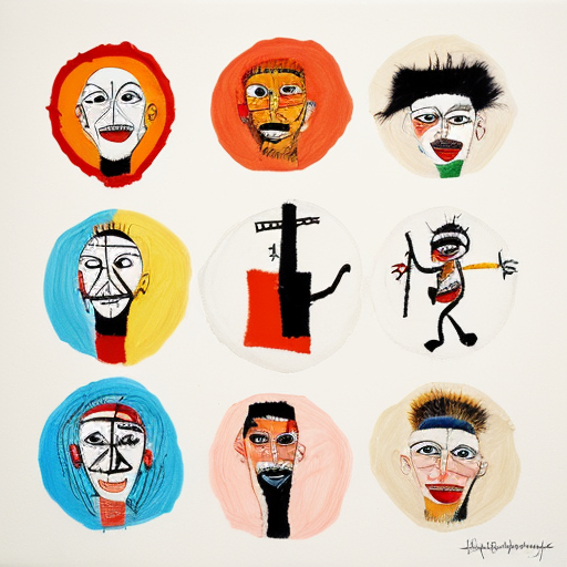 fill a circle with Miro and Basquiat type features