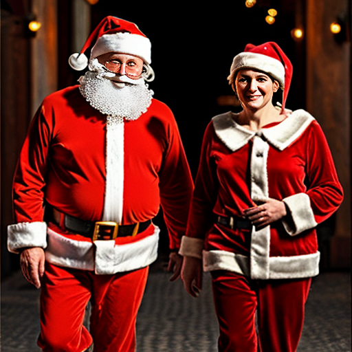 Russia, Santa Claus walking sticks star real Santa Claus people a real pitbull