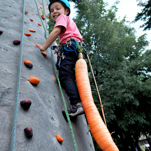kid climbing giant carrot