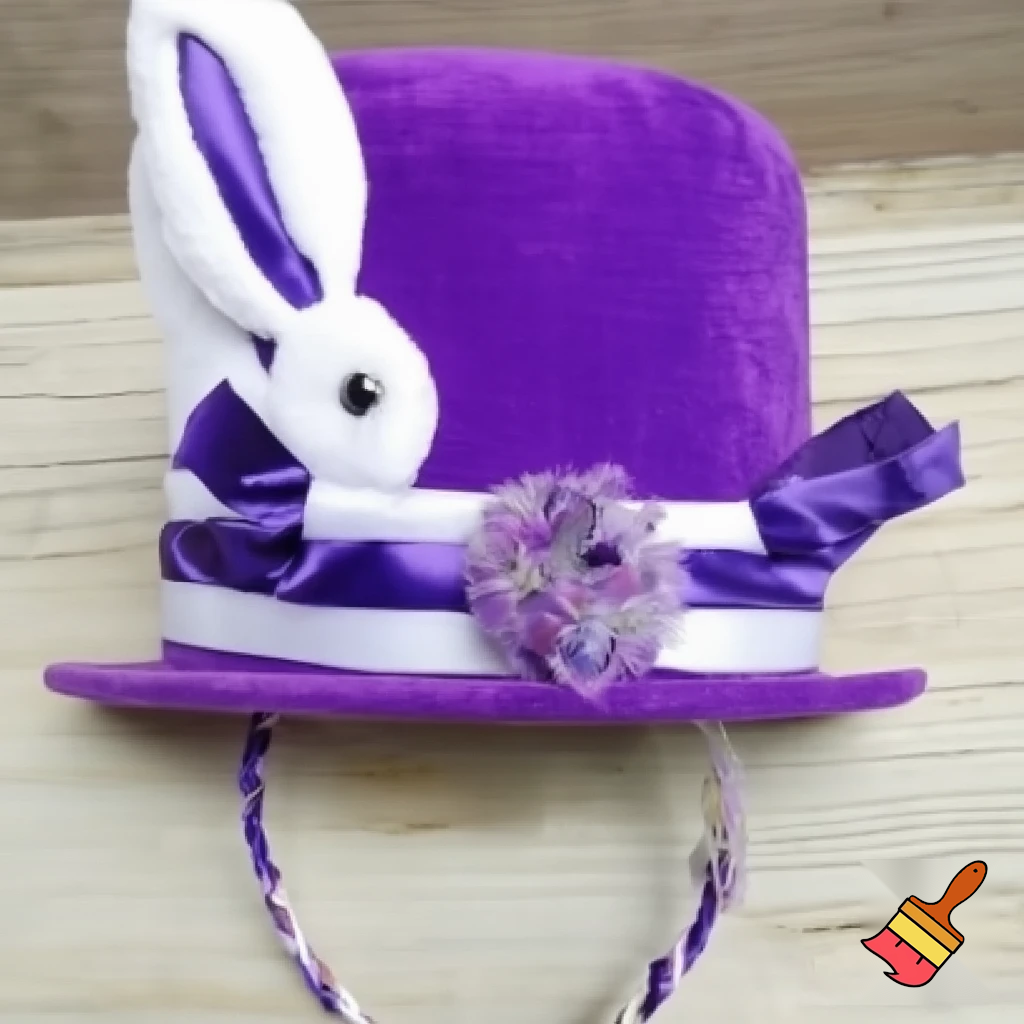 Easter bunny headband, top hat, Easter hat headband, top hat, purple and white, purple and white velvet top hat