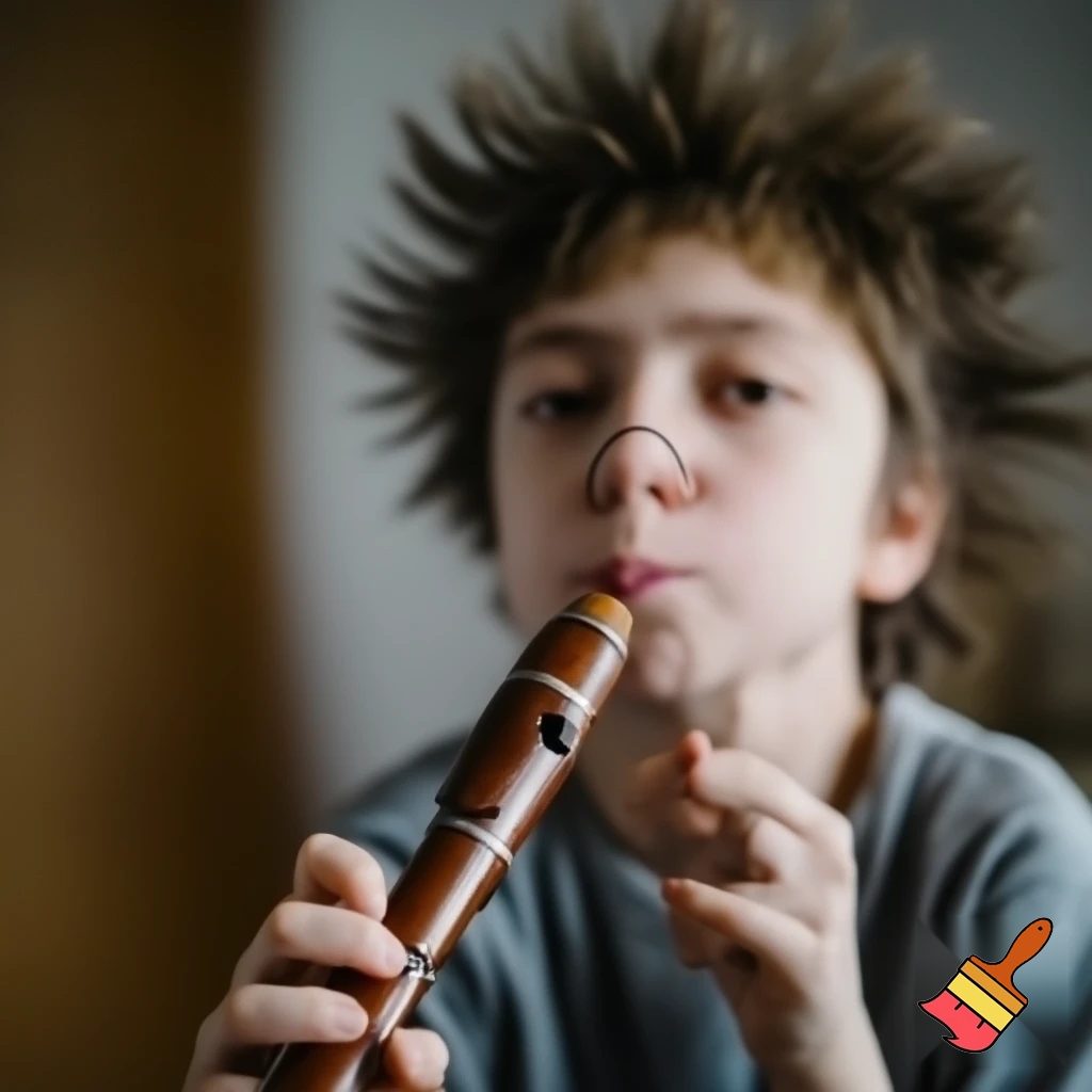 clarinet kid who is weird that lookes like a thrombone player with a small nose and brown hair