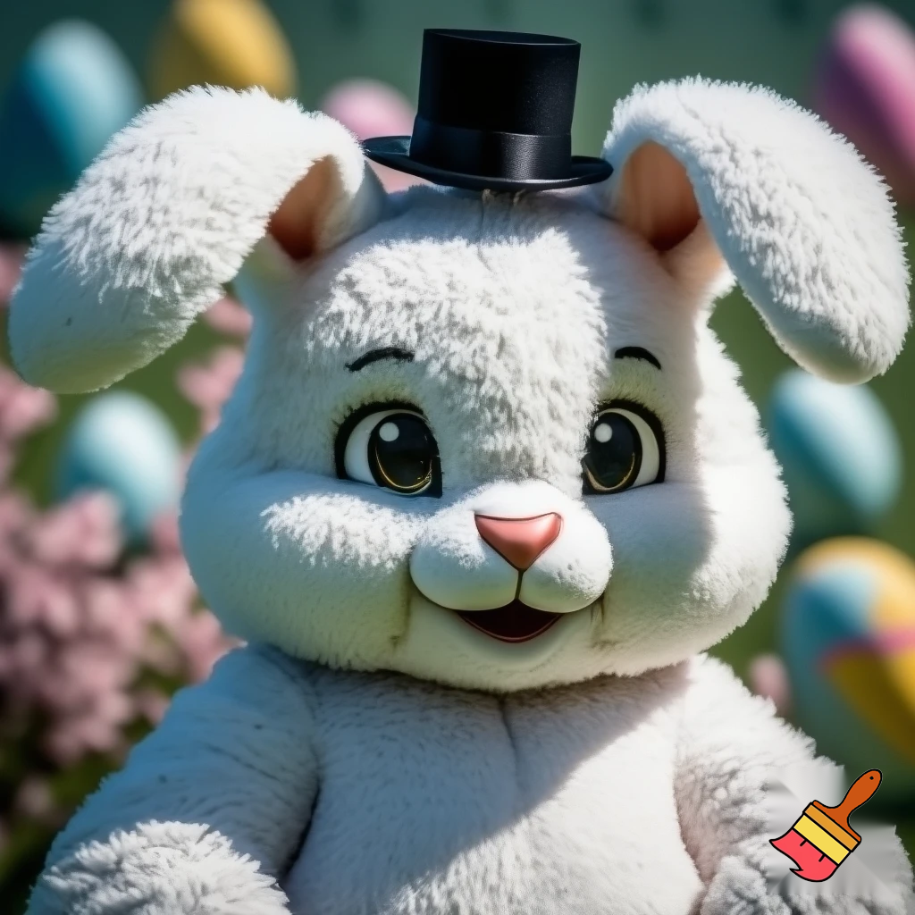 Easter bunny mascot costume top hat