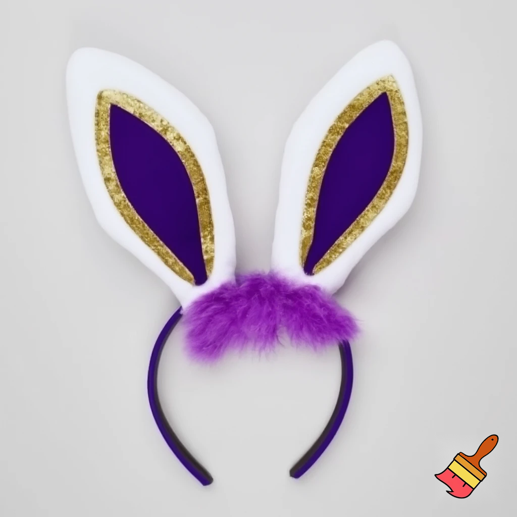 Easter bunny top hat headband, purple, purple and white with gold