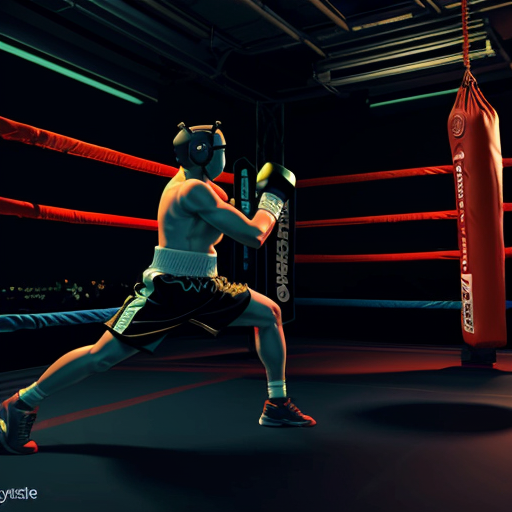 Futuristic AI-powered smart boxing bag, cyberpunk aesthetic, black carbon fiber and kevlar body, glowing 360° holographic LED impact zones, dynamic light pulses reacting to invisible strikes, advanced biomechanical sensor network visible beneath semi-transparent outer layer, floating digital HUD interface projections around the bag, high-tech combat training environment, dark neon gym, blue and red rim lighting, cinematic cyberpunk atmosphere, ultra detailed, hyper realistic, 8k, volumetric lighting, dramatic shadows, concept art, Unreal Engine render
