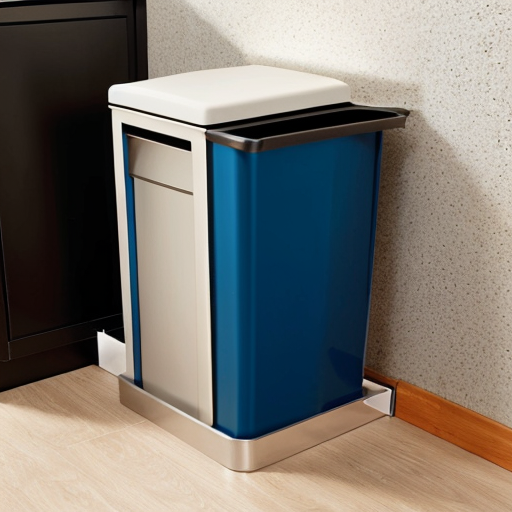 poubelle avec deux ouvertures à 2 hauteurs différentes, une pour les enfants et une pour les adultes