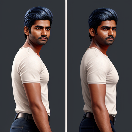 Make a indian man 2d vector style front, side, back pose