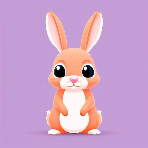 cute cartoon rabbit for kids, colorful, 2D animation style