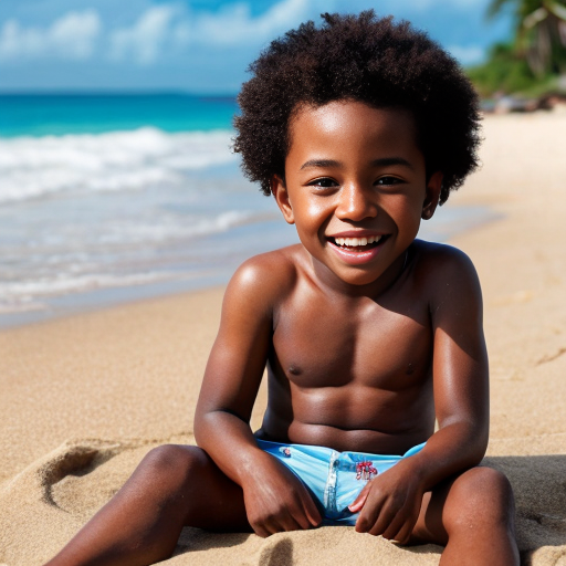 make a pic of black american son who seat on pog's island beach and put his name chriss on the pic.
