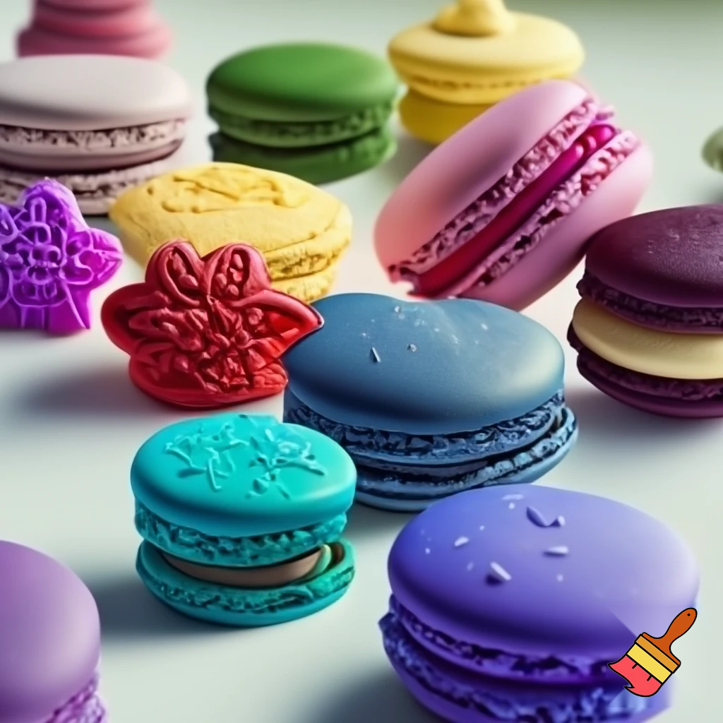 different types of macaroons in different shapes and colors/ flavors