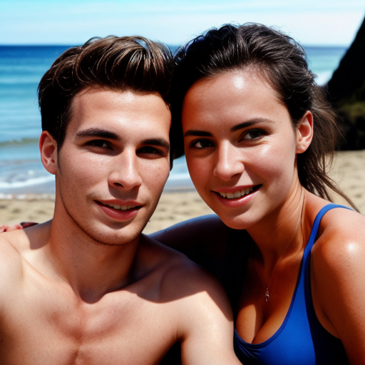 Goretzka and Vanessa at the beach 
