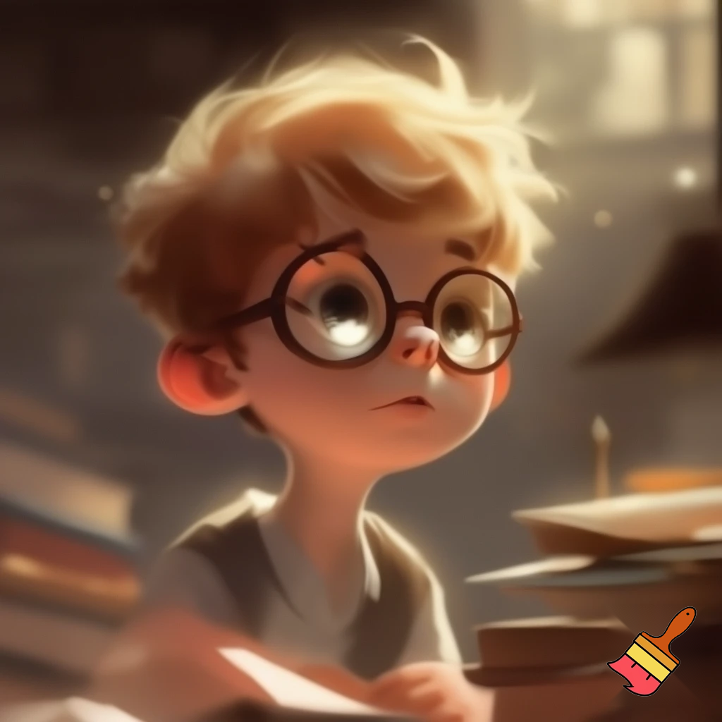 Blonde hair boy with gasses
