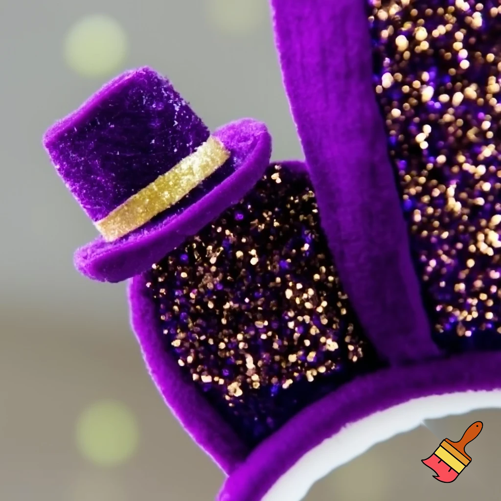 Easter bunny headband, top hat, purple and white with glitter gold purple glitter velvet and delicate top hat headband