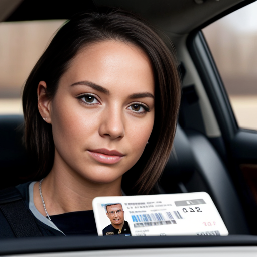 Police officer taking driver license 