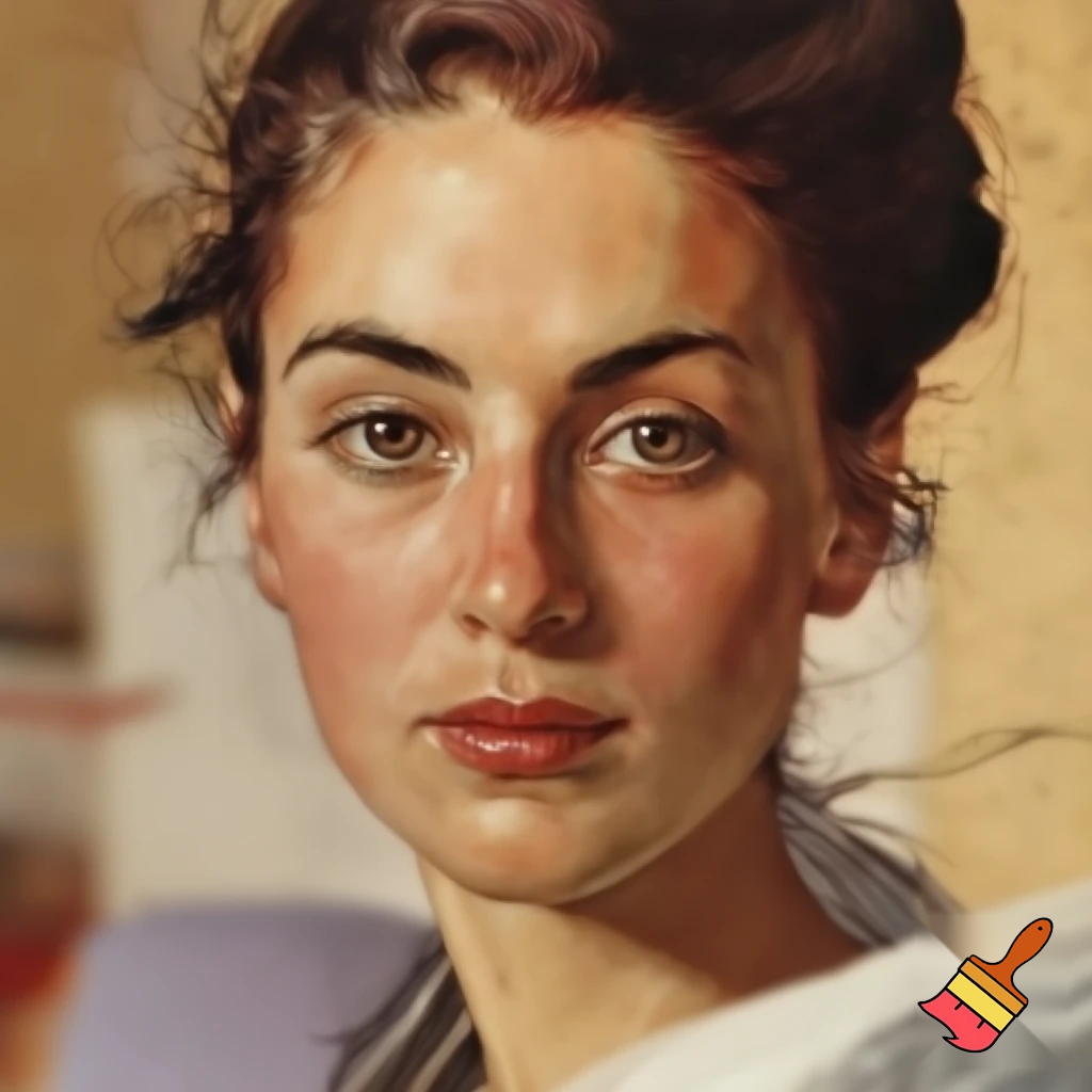 award winning portrait of a fragile woman with immaculate features, captivating eyes looks straight at the camera, perfectly radiant, painted by Norman Rockwell
