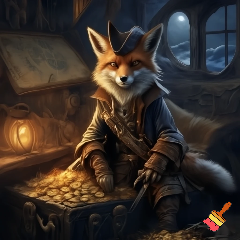 Fantasi pirat ræv der sidder ned