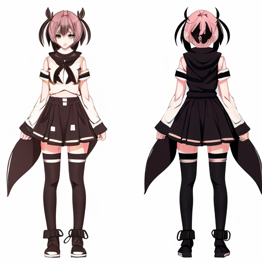 a reference sheet for a girl vtuber character design anime