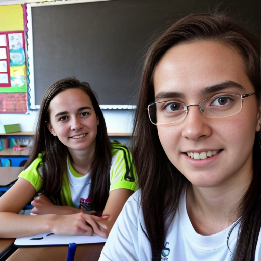 Goretzka and Vanessa at the classroom 