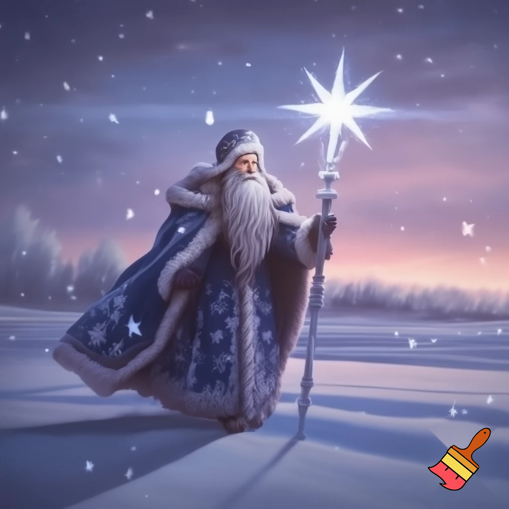 Russia, Santa Claus walking sticks star