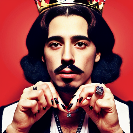 make gangsta king charles with reLLY LONG RED NAILS
