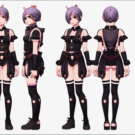 a reference sheet for a girl vtuber character design