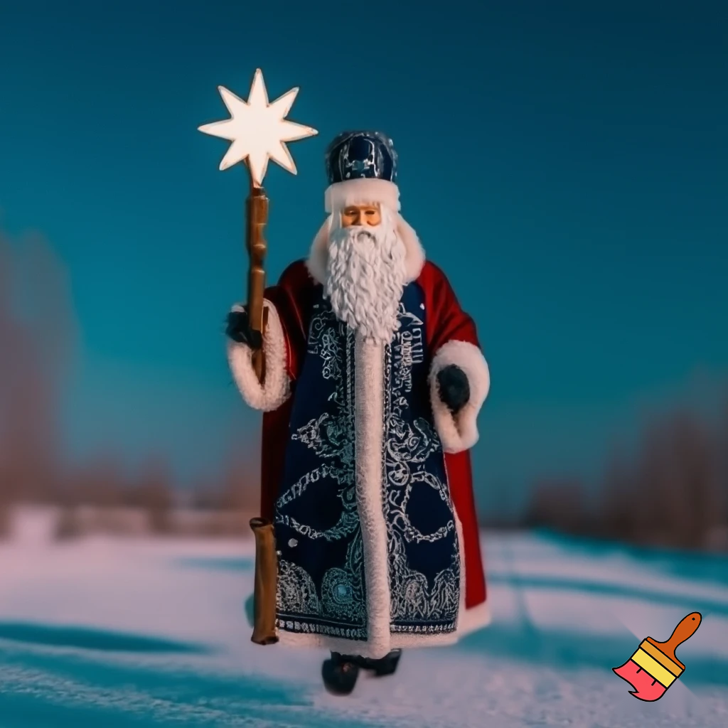 Russian Santa Claus walking stick with a star Santa Claus the real Santa Claus