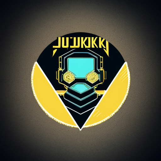 Logo JUPS in yellow color. Cyberpunk style.