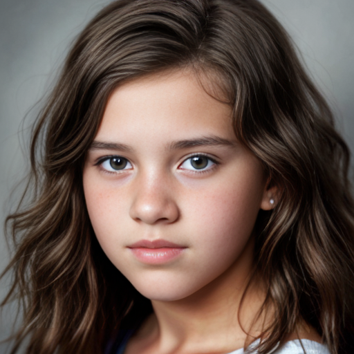 a self portrait of a 14 year old girl with wavy dark brown hair and brown eyes with a diamond face shape teenager ,