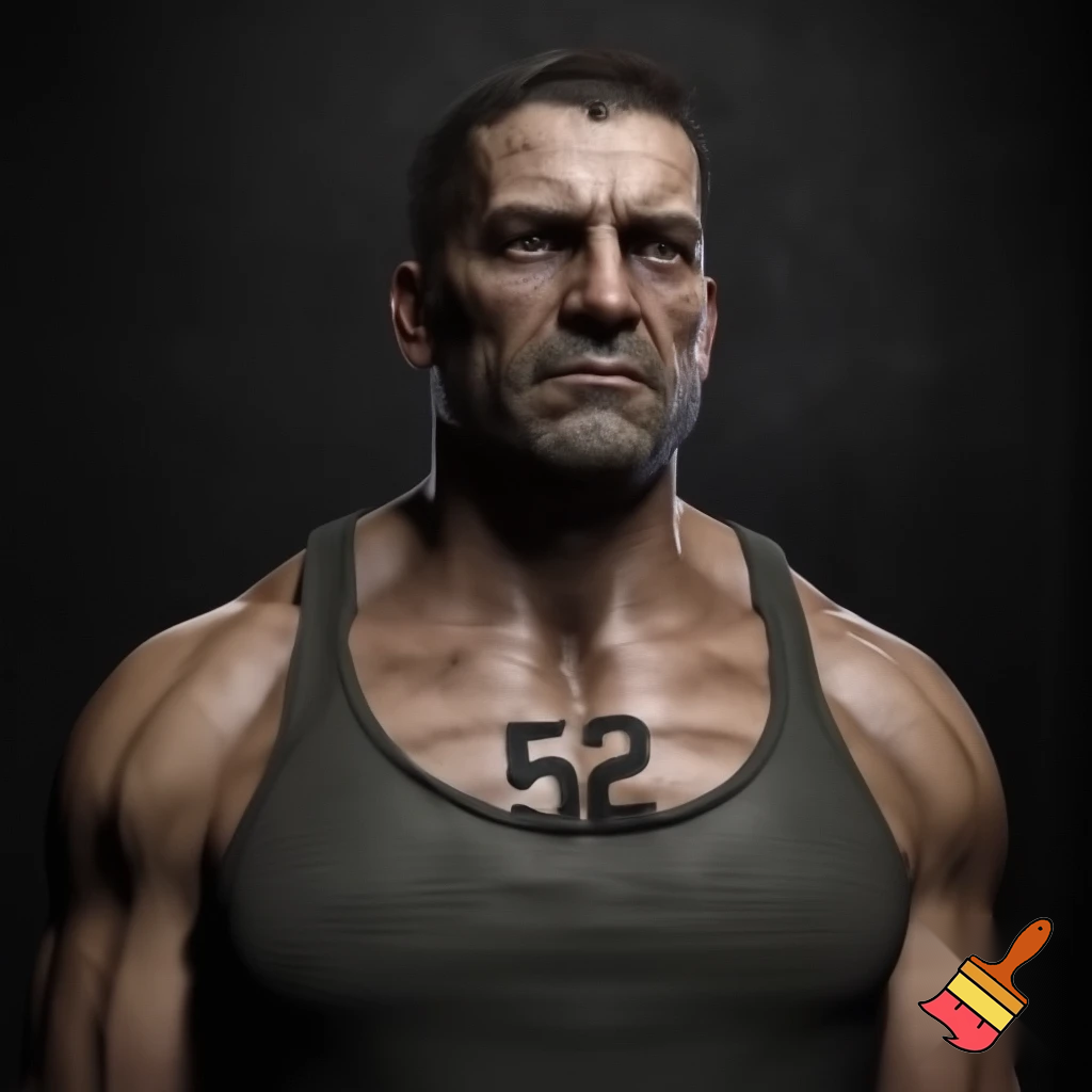 MALE 52 TODAY MUSCLE SHIRTLESS, 52 ON CHEST