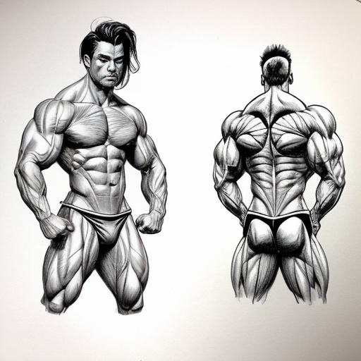 Drawing poses thin man & muscular man