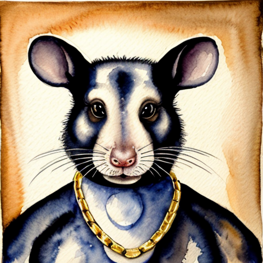  rat, evil, sinister, wearing prison outfit, mugshot style, no human, gold chain
