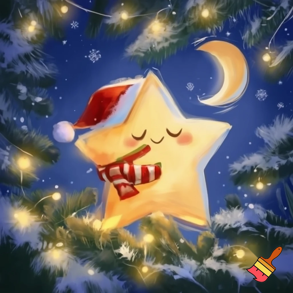 Star and the moon christmas cartoon