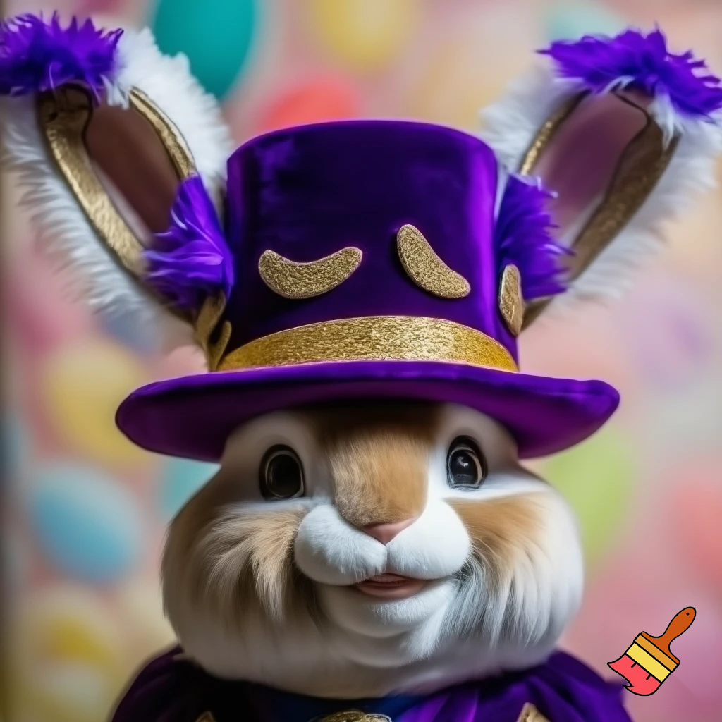 Purple and gold top hat velvet glitter gold purple purple and white purple and white Easter bunny is ears special hat mascot Easter bunny?