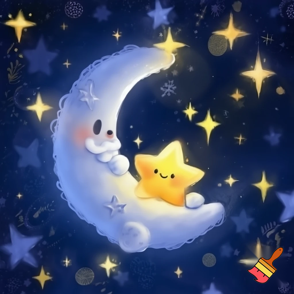 Star and moon christmas cartoon