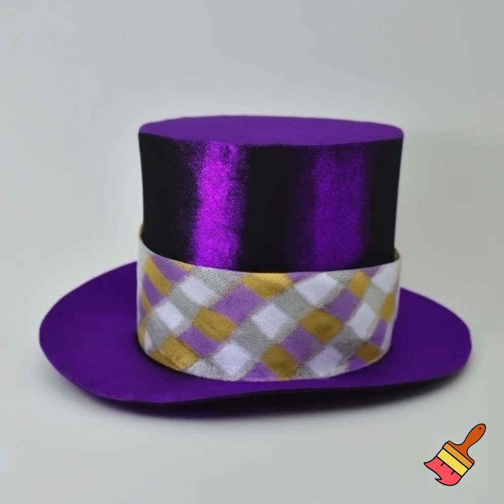Easter bunny top hat headband, purple and white gold and silver top hat black purple dark purple special hat in delicate purple white, purple and white gold golden silver patterns