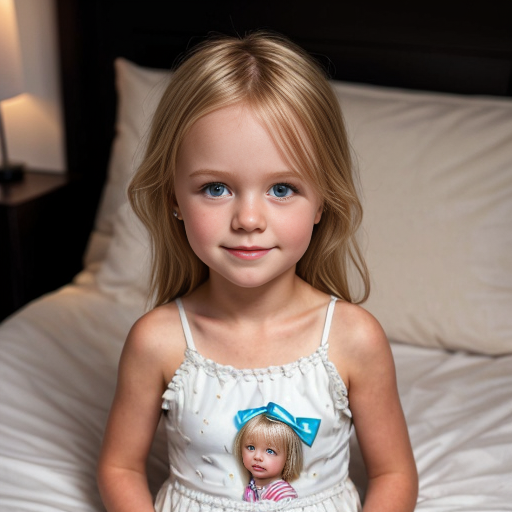 swedish blonde little girl  at night dress, very beautiful, on the bedroom, close up