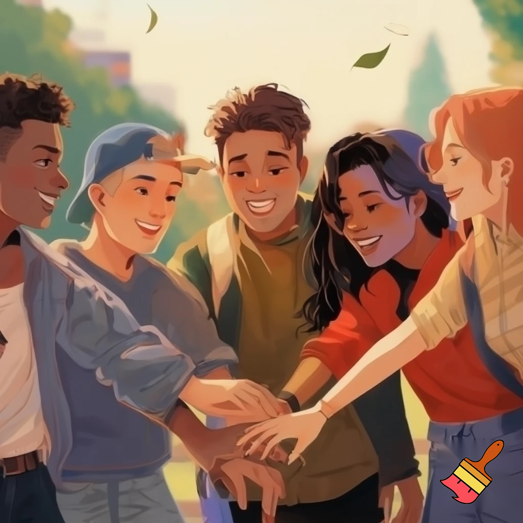 students from ethnic diverse backgrounds holding hands 