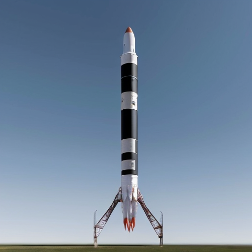 a highly sophisticated, hyperphotorealistic up to scale 65 meter tall rocket with a crew module that could house 6 people