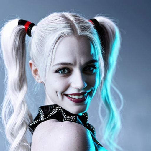 Killer frost crystal frost short white hair blue eyes marrying Harley Quinn blonde hair two pigtails blue eyes 