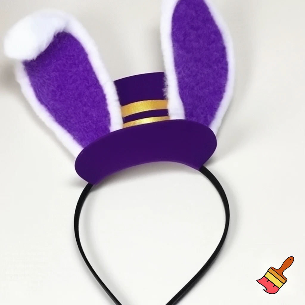  Purple and white Easter bunny headband top hat headband with gold