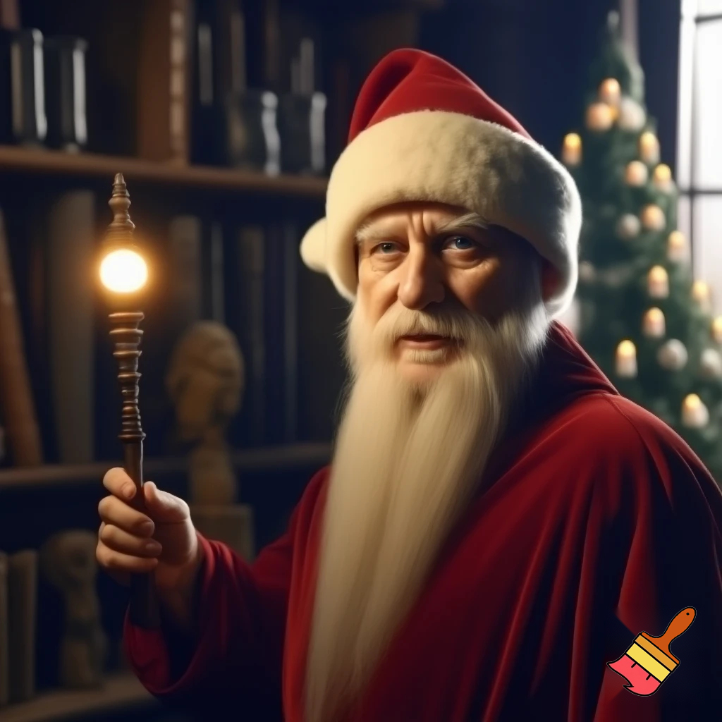 Magician wizard Christmas a Christmas hat