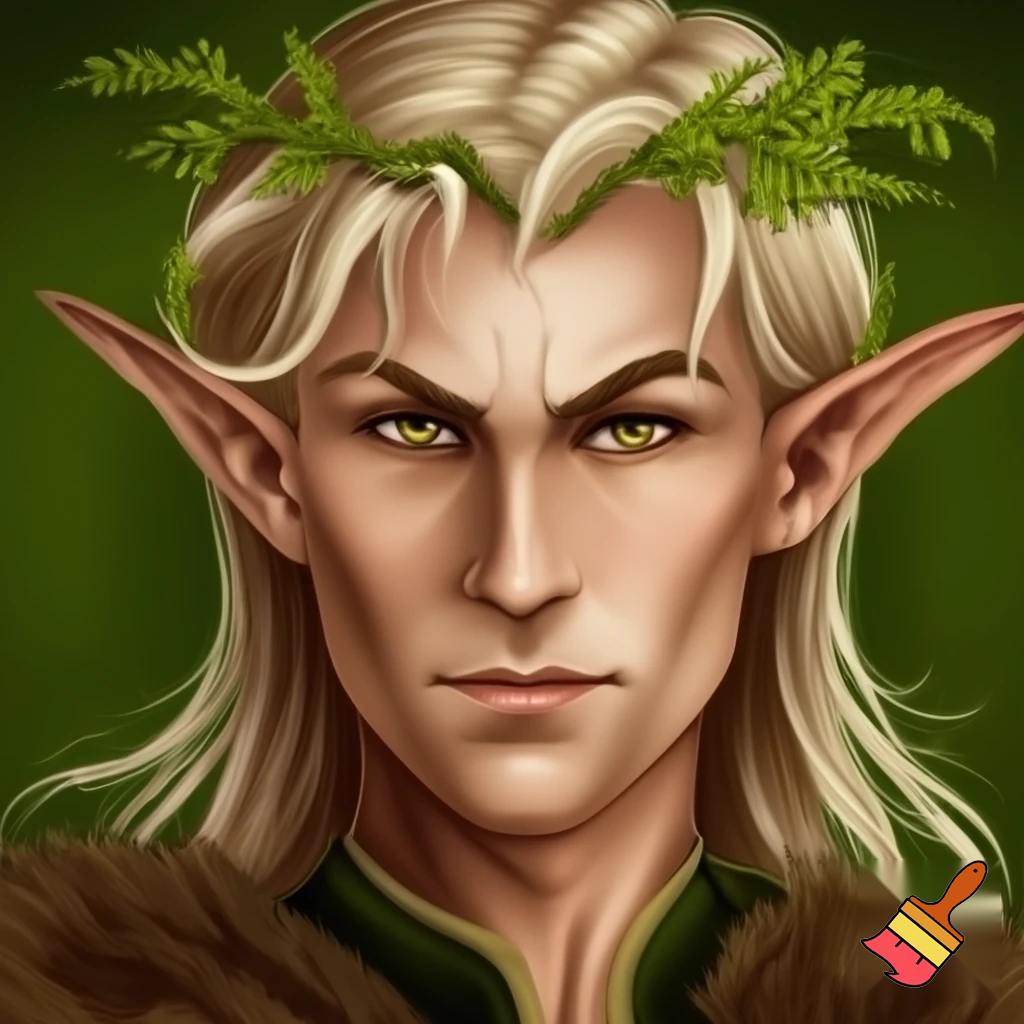  male wood elf circle of the stars druid pale skin blond hair hazel eyes